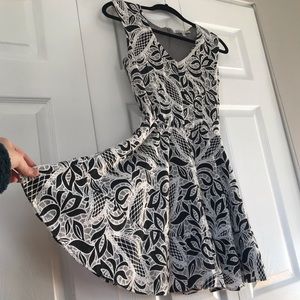 Flowy, fun black and white dress